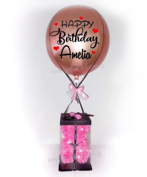 Hot Air Balloon Valentine Rose Teddy Bear Singapore